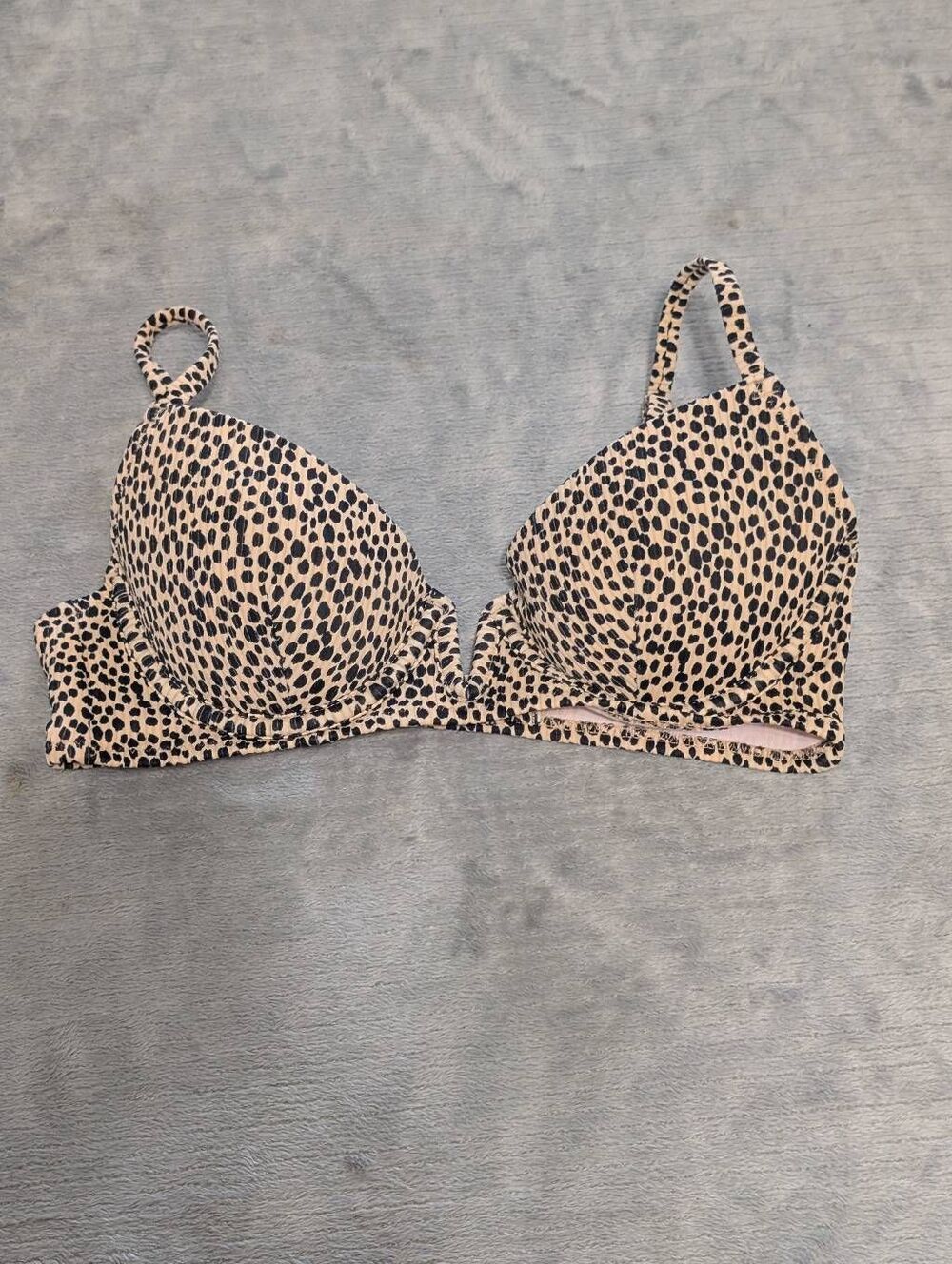 Shade & Shore Size 32B Plunge Push Up Top Bikini Leopard Print